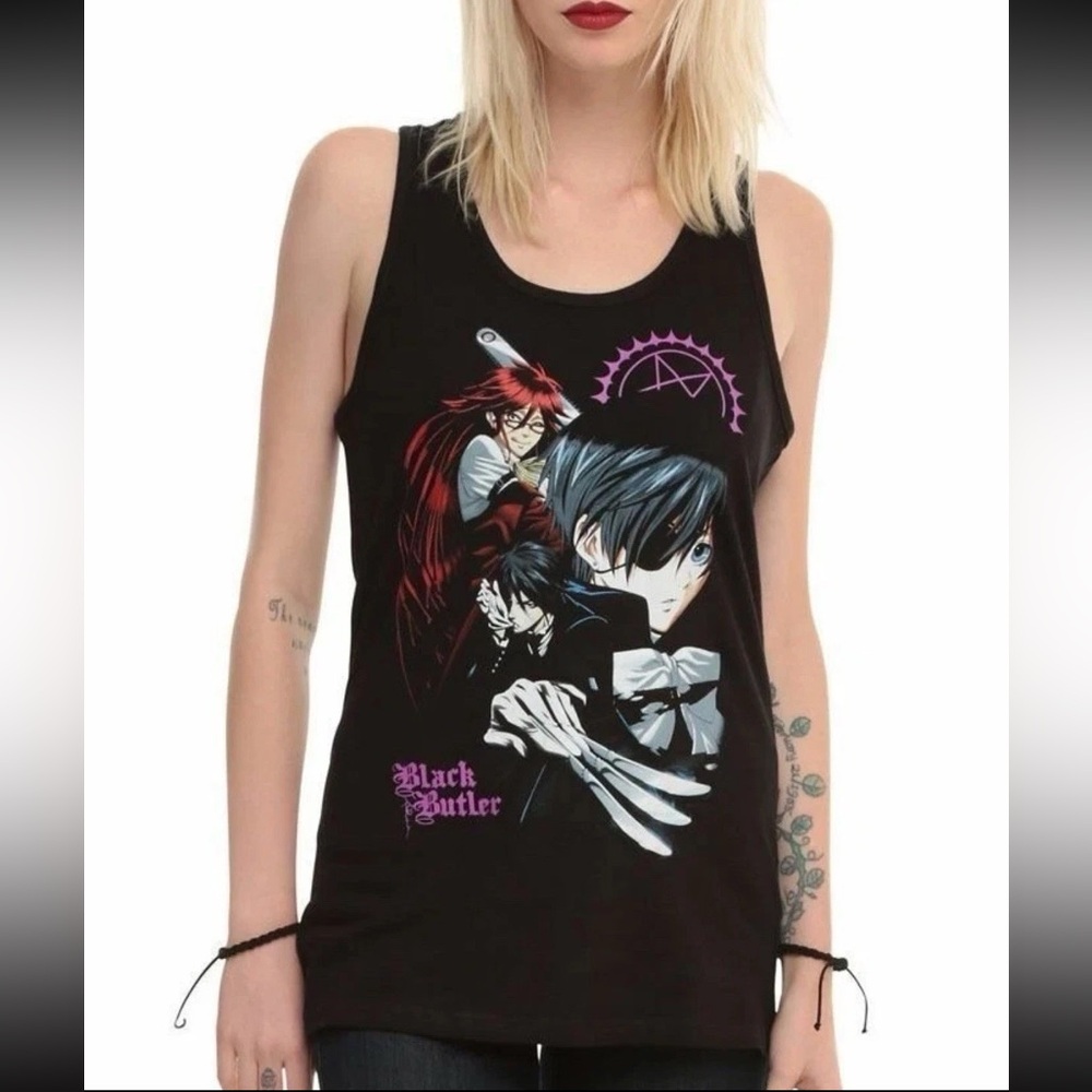 Black Butler Trio Anime Licensed Graphic Print Tank Womens Juniors Size Small